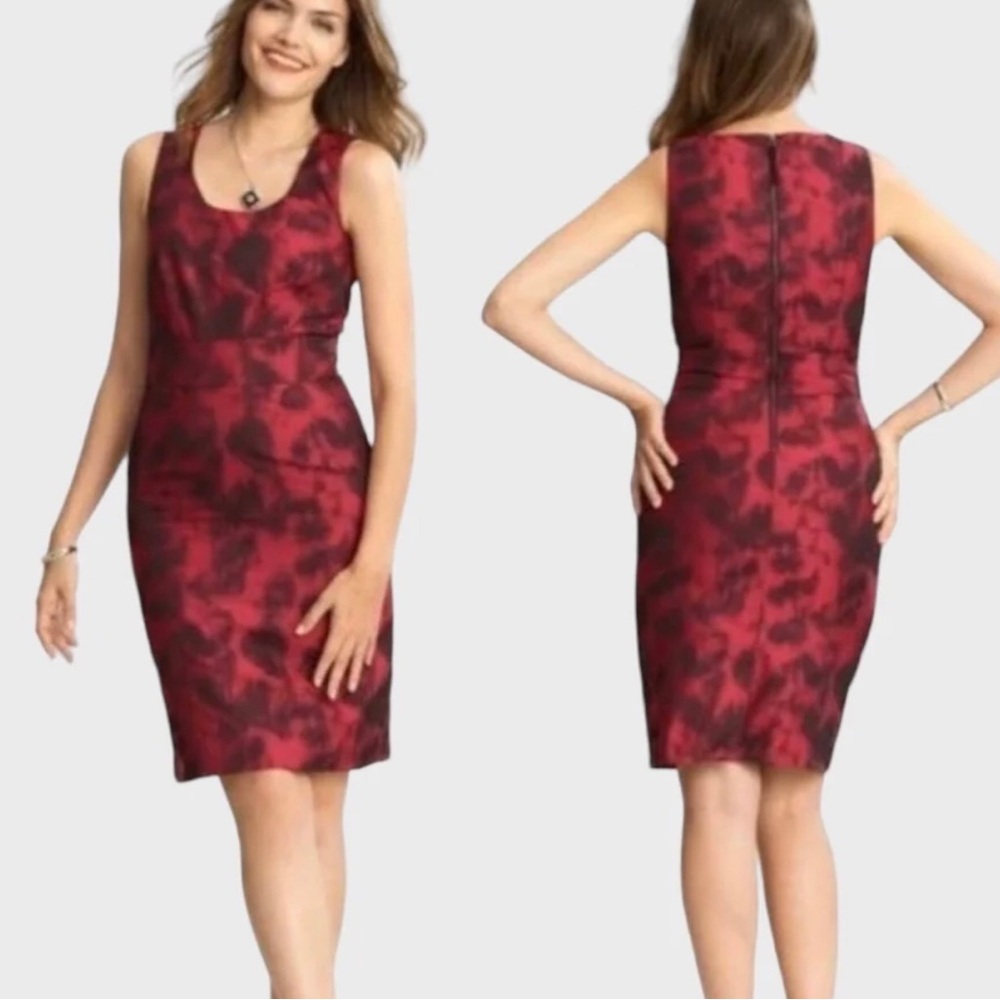 Banana Republic Red and Black Midi Dress